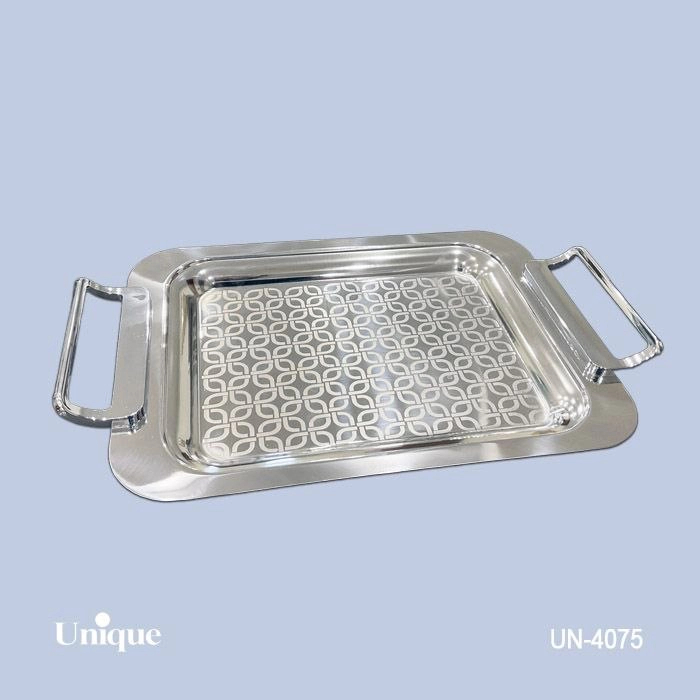 سینی براق استیل یونیک Unique بدون پایه کوچک کد UN-4075 (پس کرایه)
