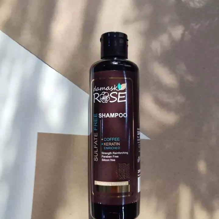 شامپو مو داماسک رز Damascus Rose مدل کافیین و کراتین