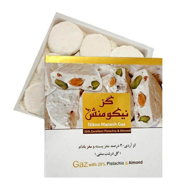 گز آردی جعبه نیکومنش مدل 20 درصد پسته و بادام -300 گرم