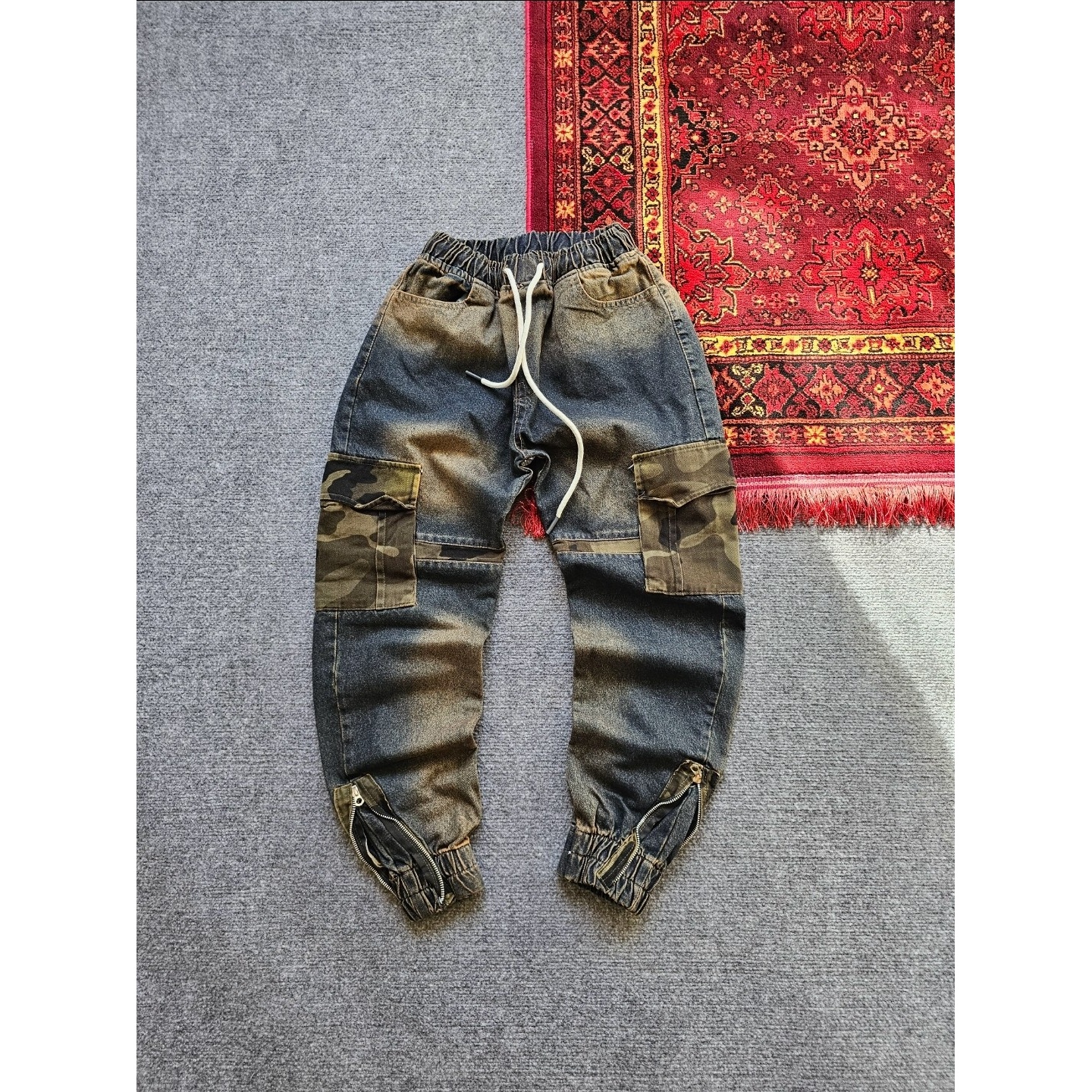 شلوار شیش جیب لی دو تیکه رنگ ابی کثیف سایه دار