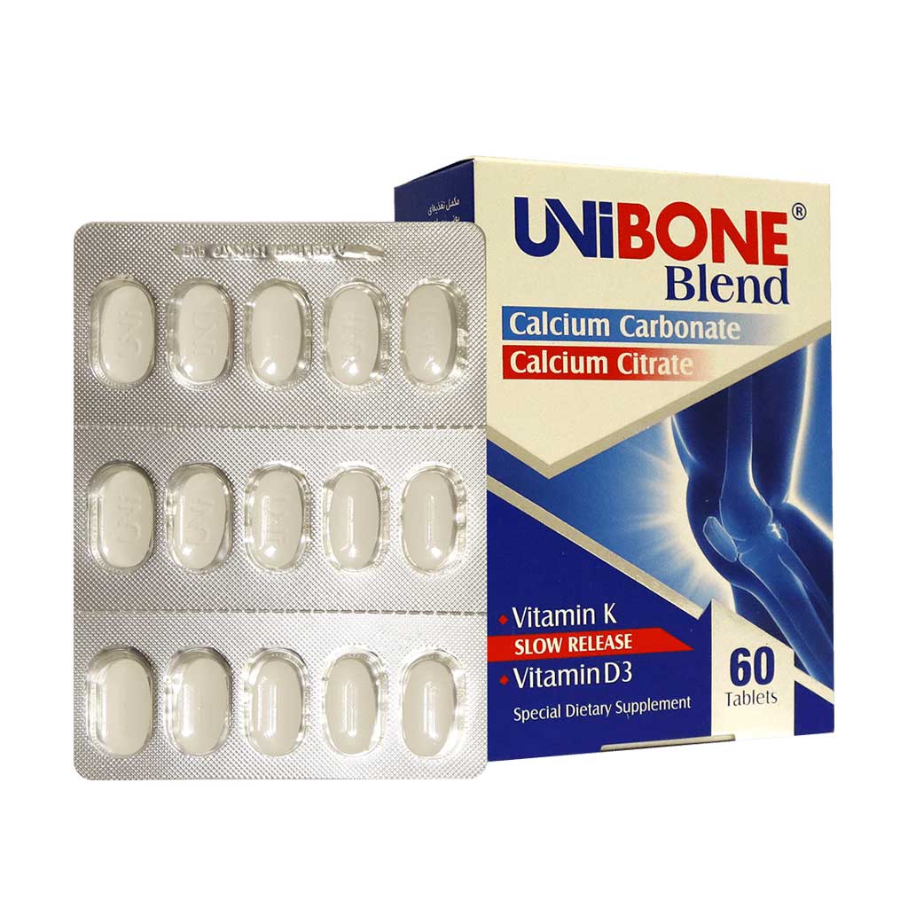 قرص یونی بن بلند مکمل تخصصی تقویت استخوان و مفاصل60عددیUnibone Blend مدل 1