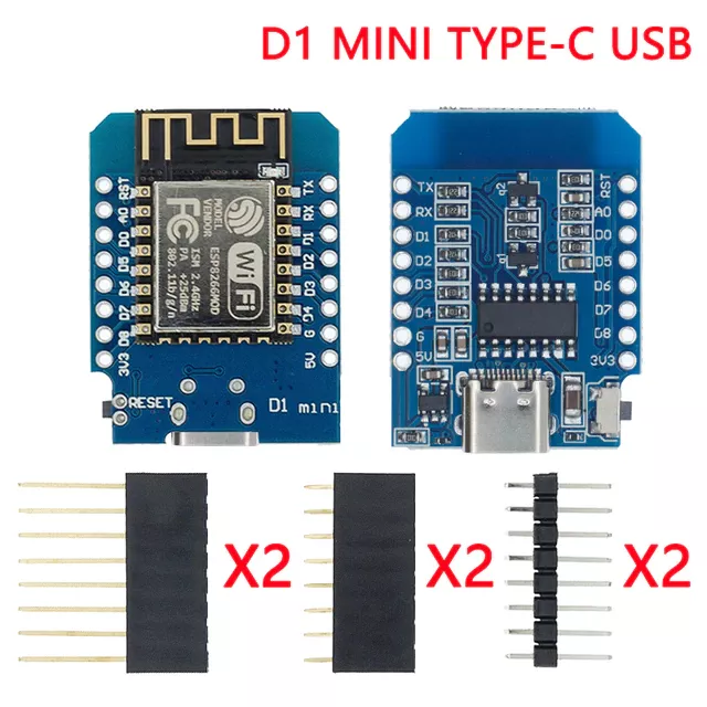 برد وای فای آردوینو WeMos D1 Mini با هسته ESP8266 و پورت Type-C