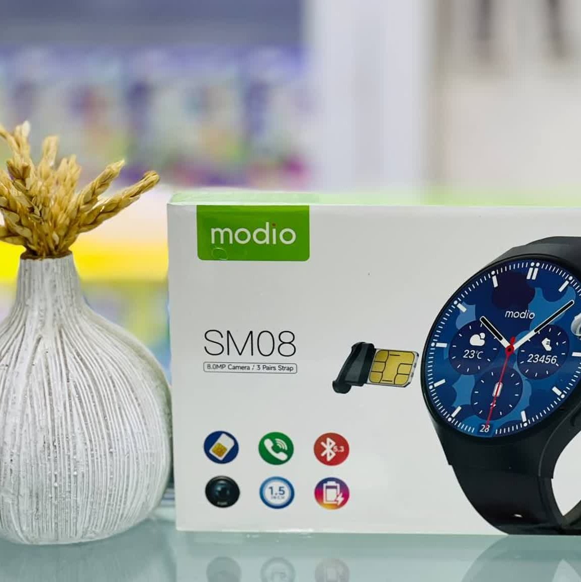 ساعت هوشمند سیمکارت خور صفحه گرد مدل Modio SM08 دوربین دار