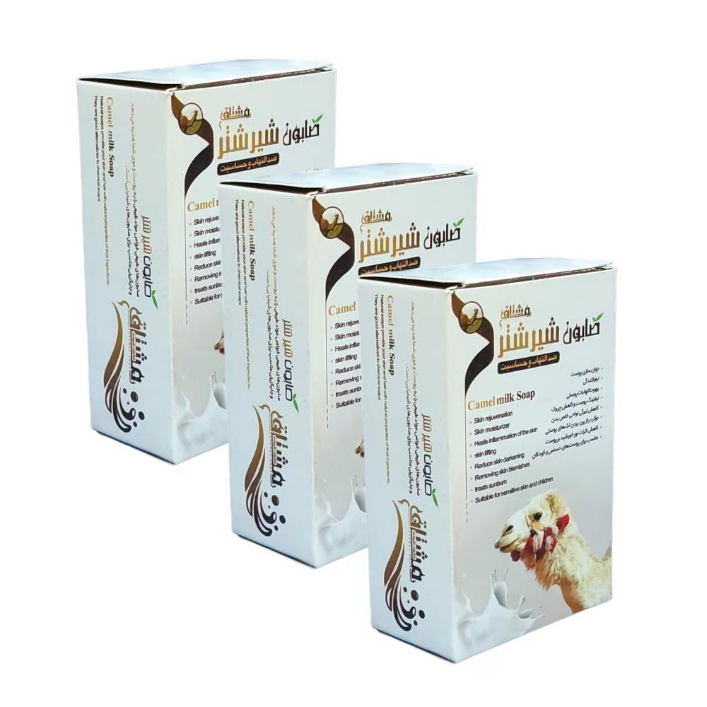 صابون شستشو مشتاق مدل شیرشتر وزن 80 گرم بسته 3 عددی