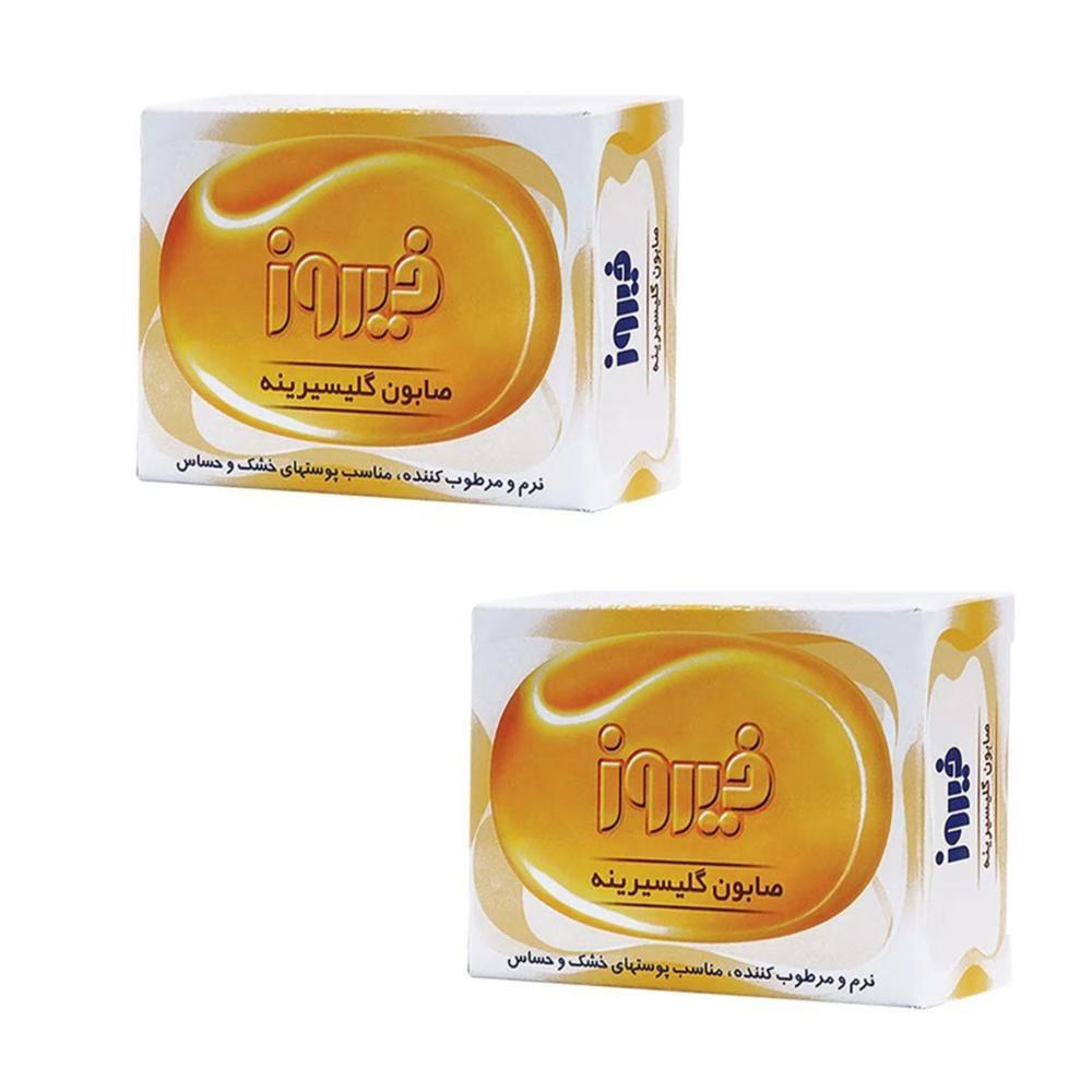 صابون شستشو فیروز مدل گلیسیرینه وزن 100 گرم مجموعه 2 عددی