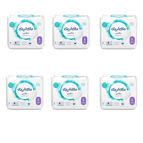 نوار بهداشتی نیمه ضخیم روز و شب مای لیدی مدل مکسی با جذب خیلی زیاد سایز بزرگ شش بسته 8 عددی