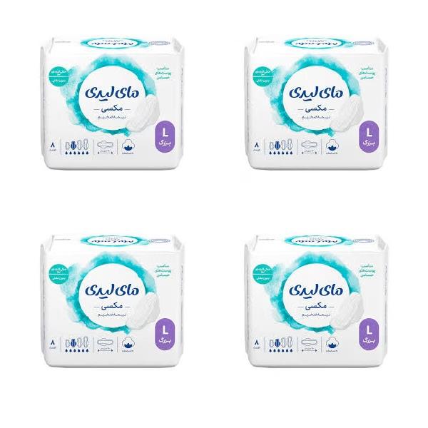 نوار بهداشتی نیمه ضخیم روز و شب مای لیدی مدل مکسی با جذب خیلی زیاد سایز بزرگ چهار بسته 8 عددی