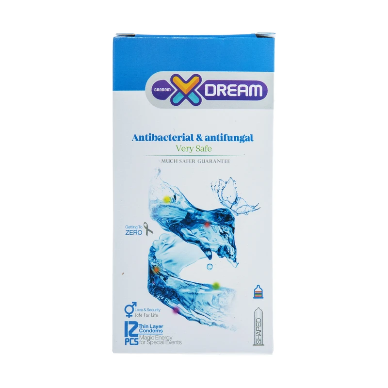 کاندوم ساده ایکس دریم مدل Antibacterial ضد قارچ و ضد باکتری بسته 12 عددی