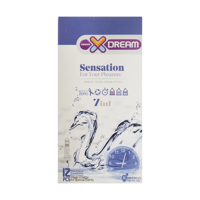 کاندوم تاخیری خاردار و شیاردار ایکس دریم مدل Sensation بسته 12عددی
