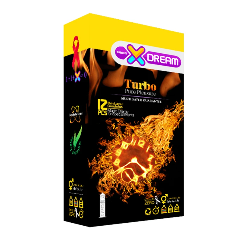کاندوم تاخیری خاردار و شیاردار ایکس دریم مدل Turbo به همراه خاصیت تحریک کننده بسته 12 عددی