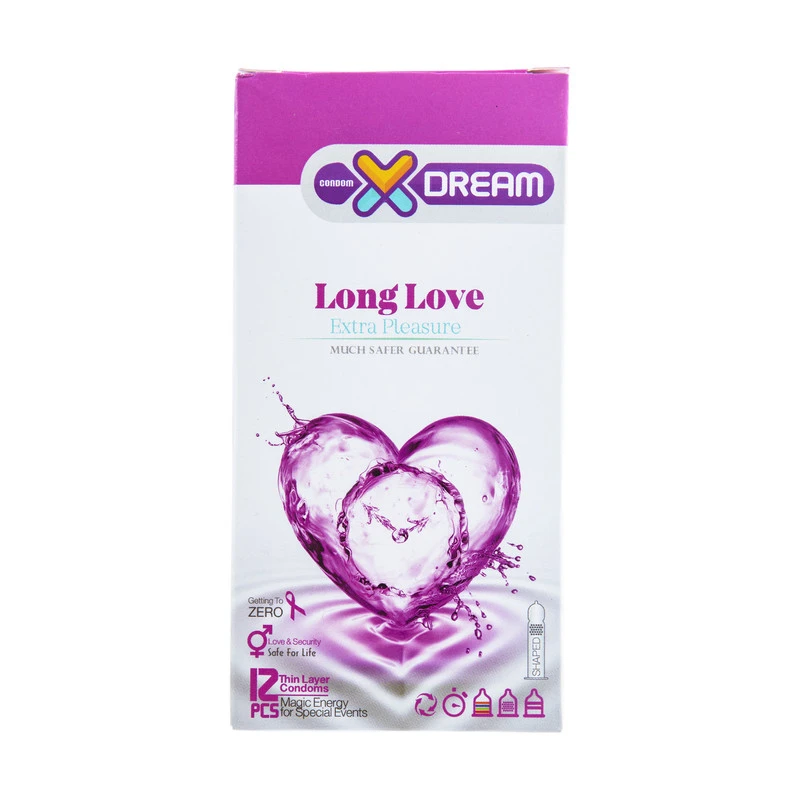 کاندوم شیاردار ایکس دریم مدل Long love بسته 12 عددی