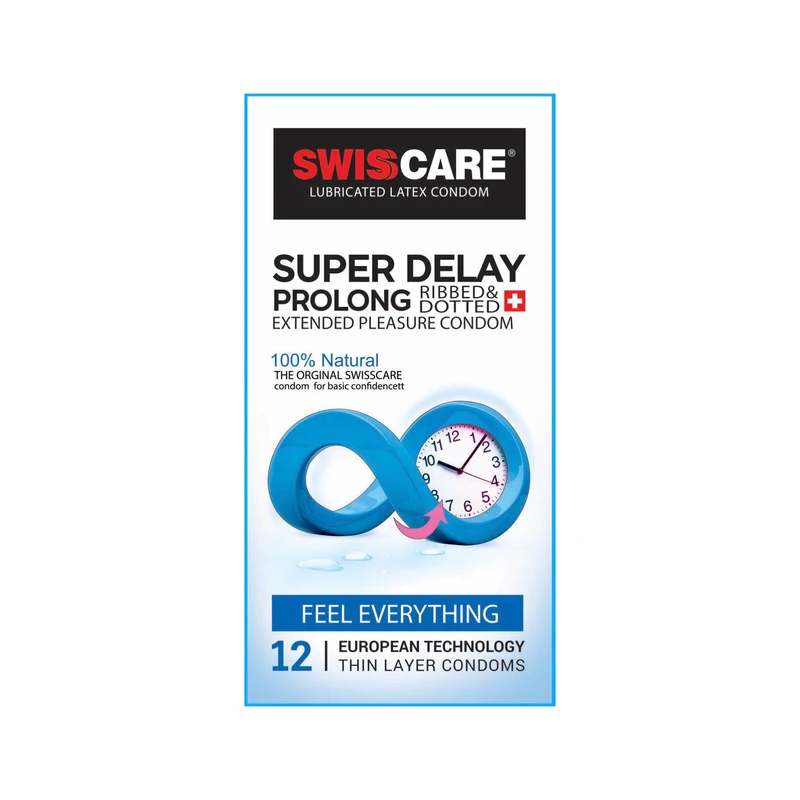 کاندوم تاخیری قوی سوئیس کر مدل SUPER DELAY بسته 12 عددی