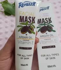 ماسک صورت رینوزیت Renuzit حاوی روغن آرگان همراه با اشانتیون ماسک ورقه ای و یک عدد مرطوب کننده