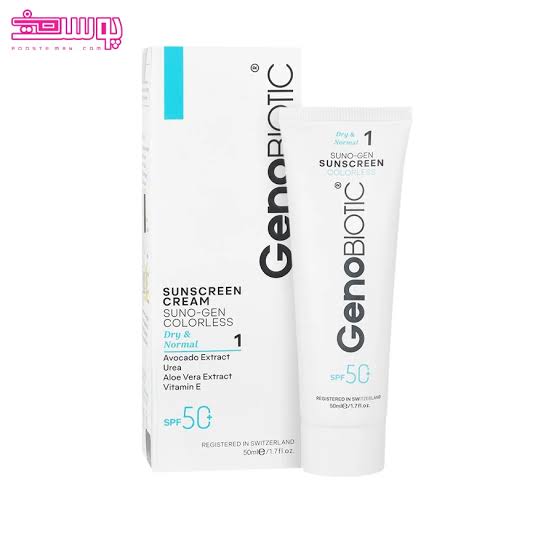 ضد آفتاب بی رنگ پوست خشک ژنوبایوتیک SPF 50 حجم 50ml