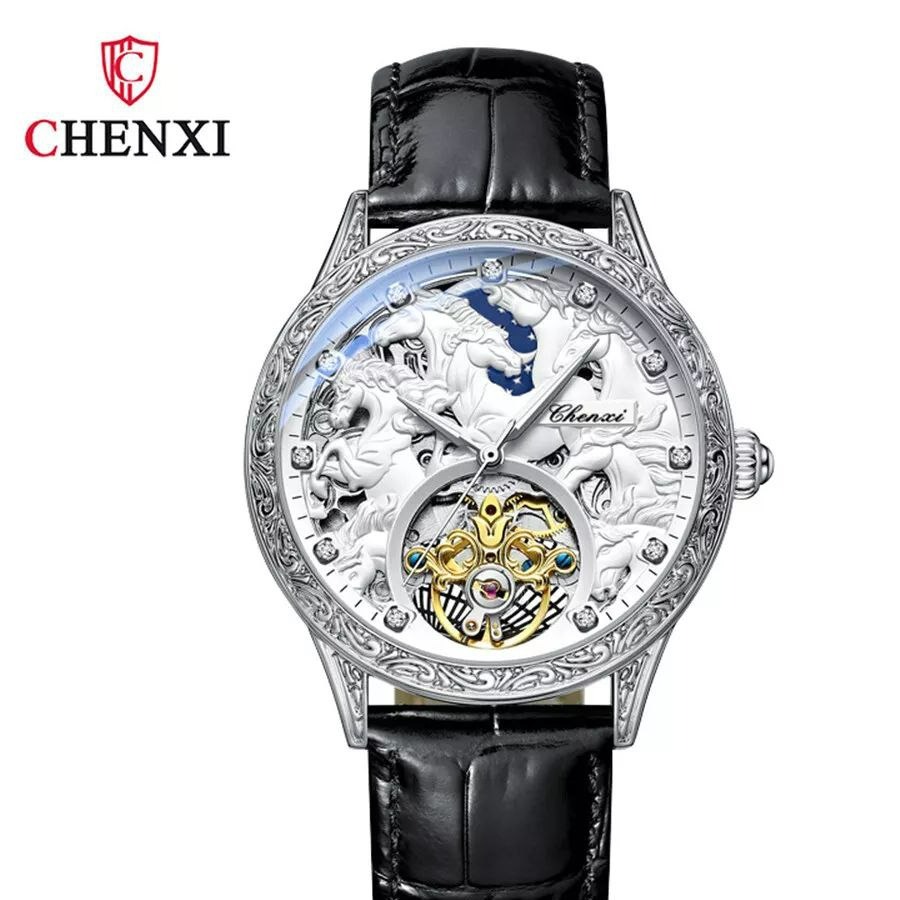 ساعت مچی مردانه چنکسی مدل CHENXI 6029 نقره ای چرم
