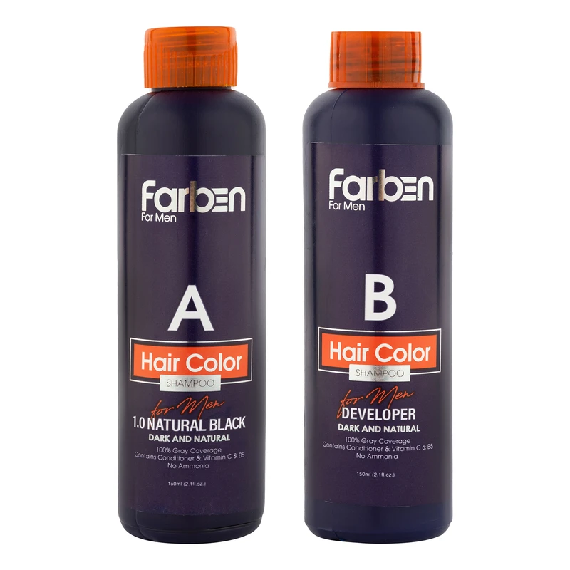 شامپو مو فاربن مدل Natural Black 1.0 حجم 150 میلی لیتر مجموعه 2 عددی