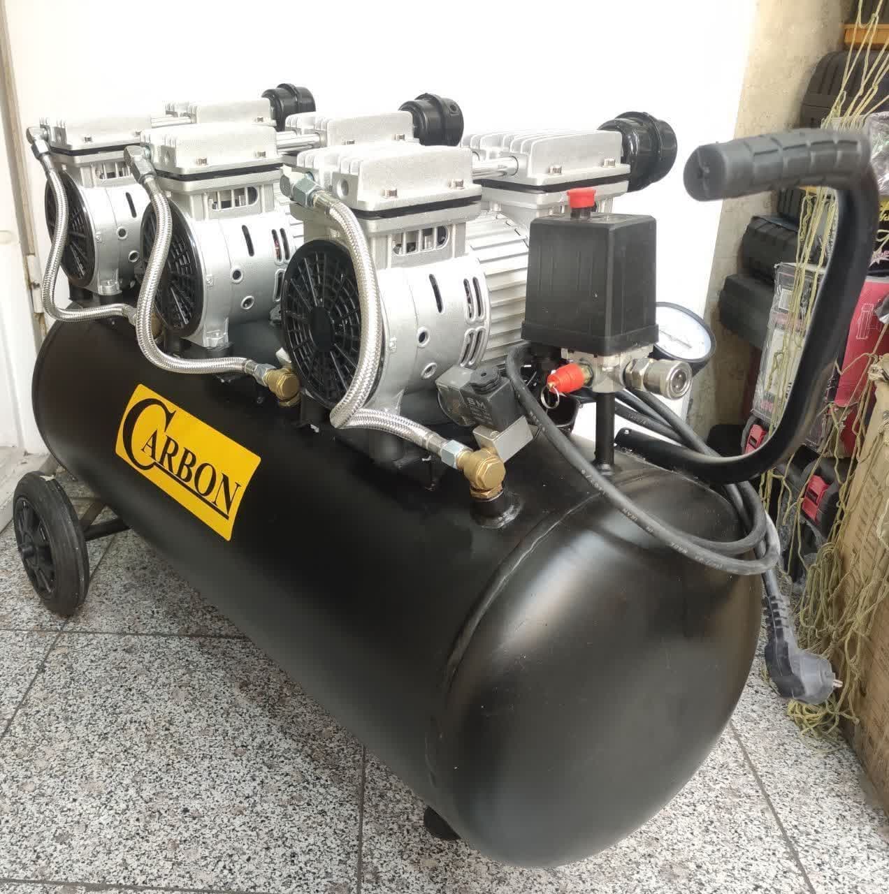 پمپ کمپرسور باد 100 لیتری سایلنت 3 موتوره بدون روغن کربن CARBON مدل CAC3E
