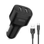 شارژر فندکی دو پورت 12 وات با کابل تایپ سی گرین Green Car Charger 12w With Cable Type-c