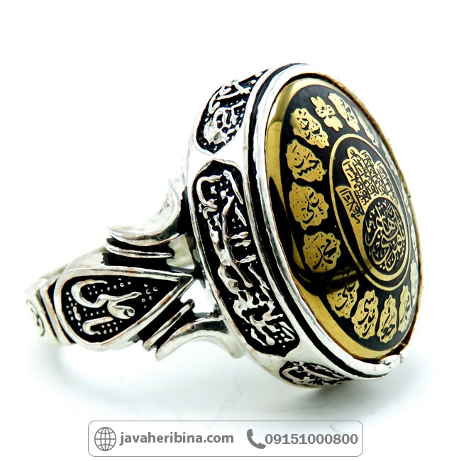 انگشتر حدید نقره مردانه با حکاکی کف العباس کد34909