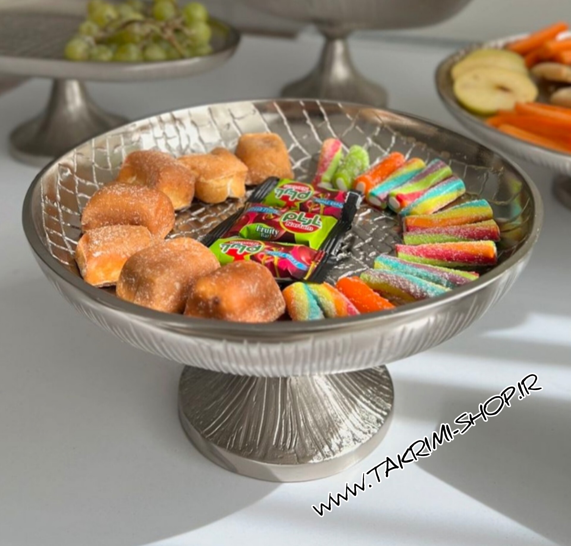 ست سرویس پذیرایی 11 پارچه تکه مدل چرمی یا پوست ماری جذاب آلومینیوم خالص ( تکریمی شاپ )