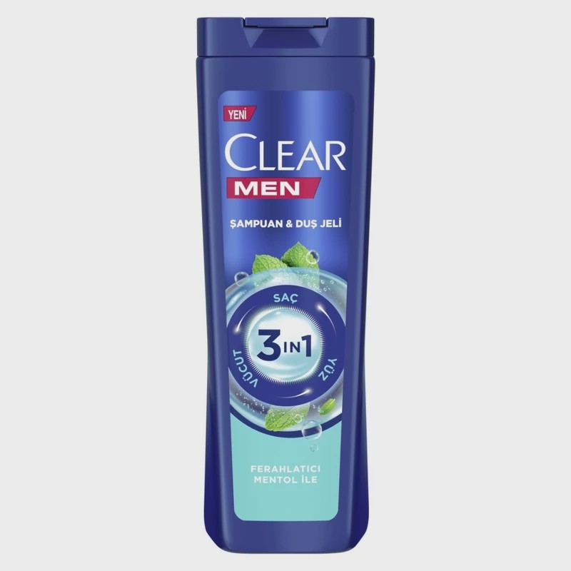 شامپو سر و بدن مردانه کلیر ضدشوره و خنک کننده ترکیه حجم 350ml