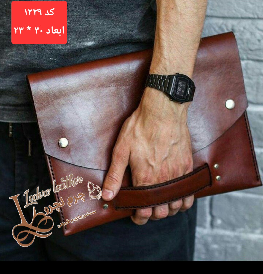 کیف تبلت کلاسوری چرم طبیعی و دستدوز کد 1239