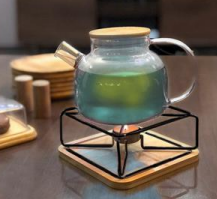 پایه وارمر کافه چوبی WS طرح اولد مربع مشکی