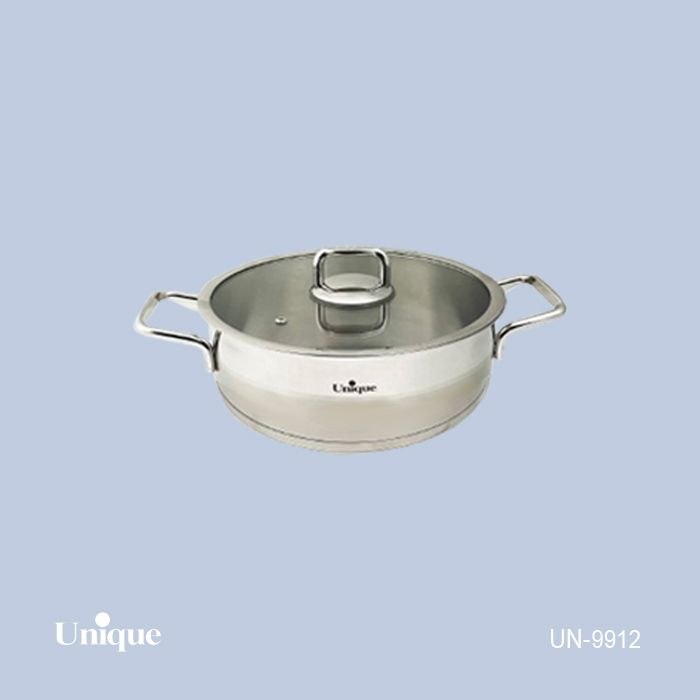 تابه دو دسته استیل یونیک Unique سایز 24 (فلت) کد UN-9912