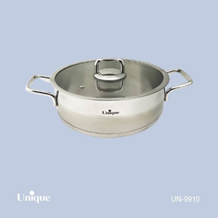 تابه دو دسته استیل یونیک Unique سایز 28 (فلت) کد UN-9910