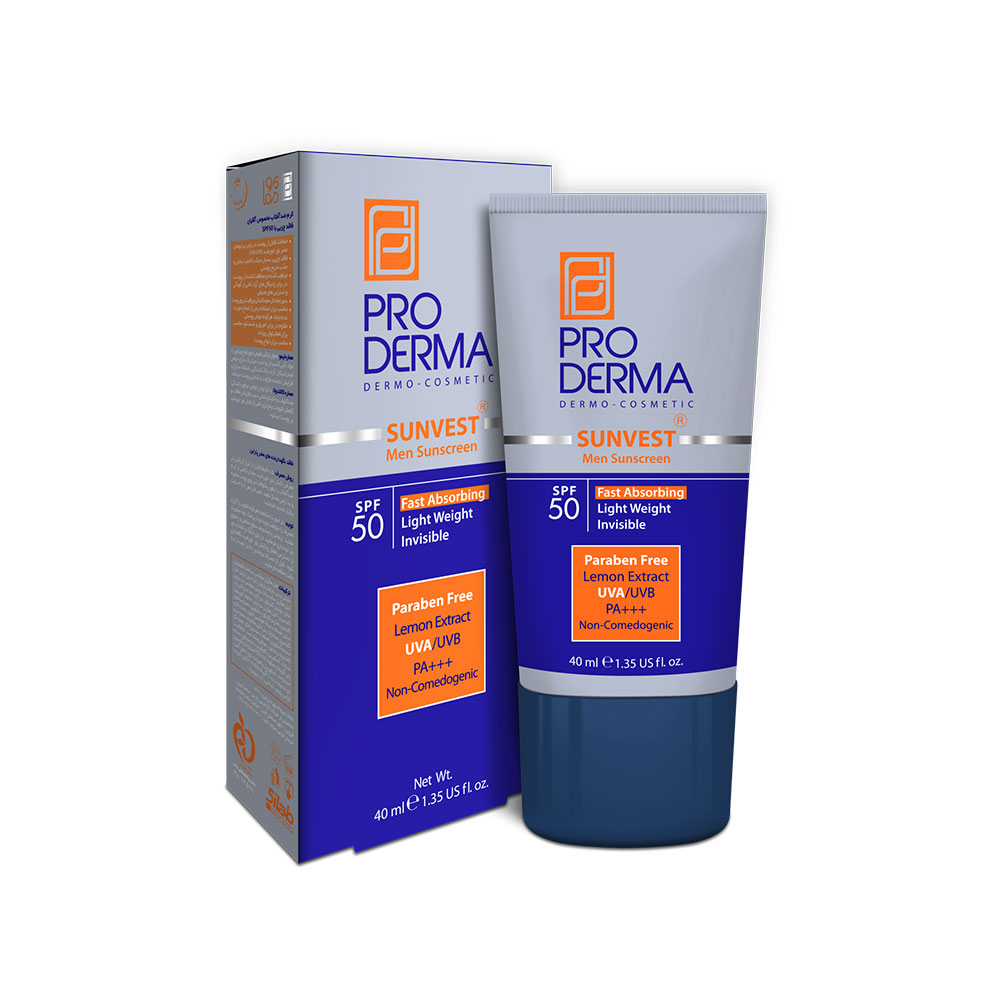 کرم ضد آفتاب فاقد چربی مخصوص آقایان SPF50 پرودرما-40میلی مدل 2
