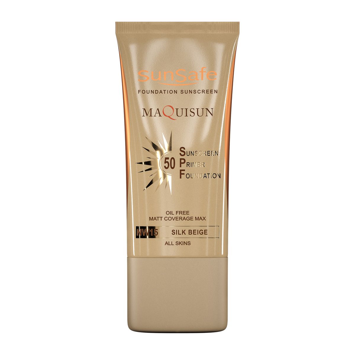 ضدآفتاب SPF50 کرم پودری بژ ابریشمی (NW15) مکی سان سان سیفMaquisun Foundation Sunscreen SPF50 مدل 2