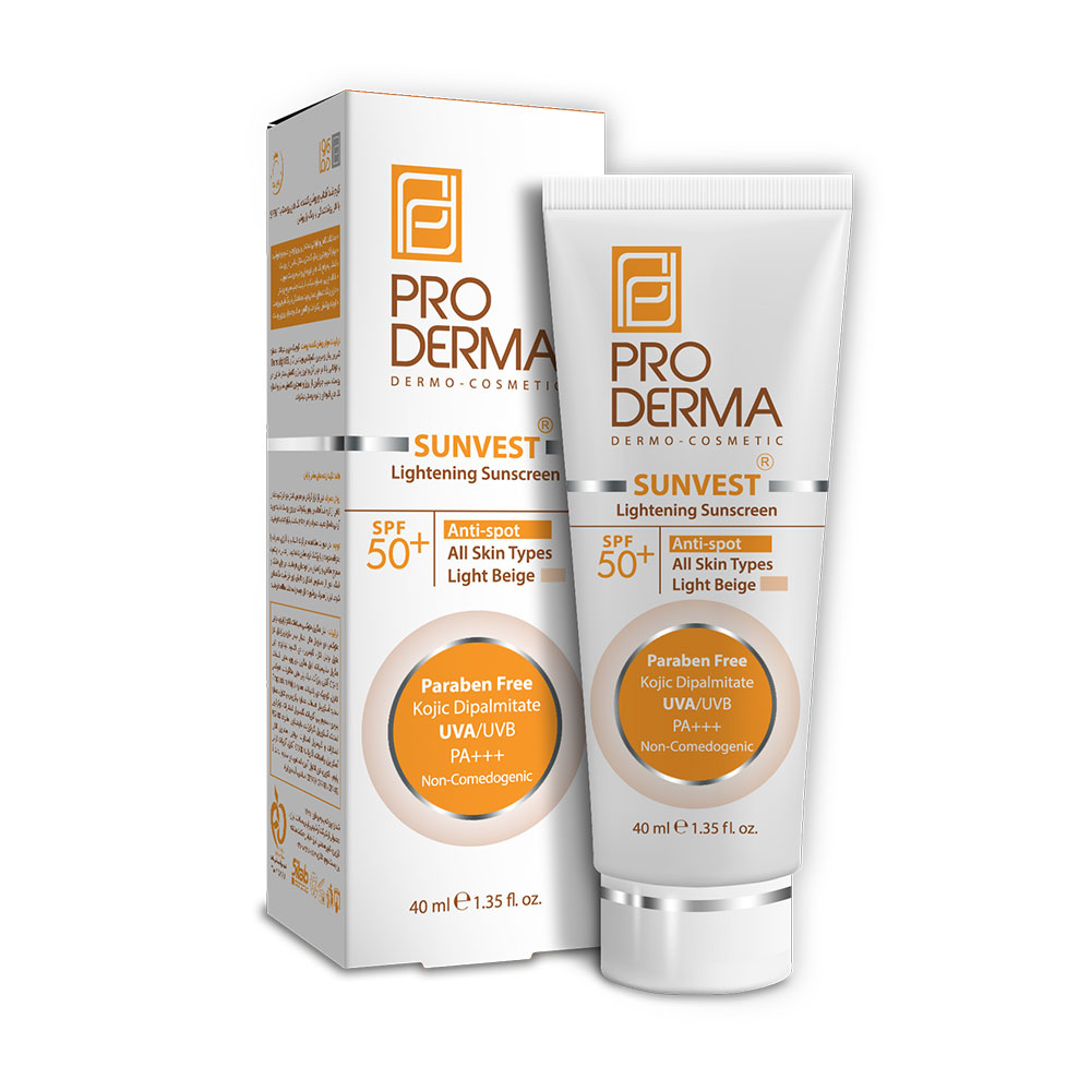 کرم ضد آفتاب بژ روشن پرودرما با SPF50مناسب پوست های چرب و جوشدار-40میلی مدل 2