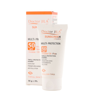 کرم ضد آفتاب بی رنگ مولتی پروتکشن دکتر ژیلا با spf50 مناسب انواع پوست-50میلی مدل 2