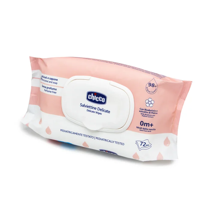 دستمال مرطوب delicate wipes درب دار 72 عددی چیکو chicco
