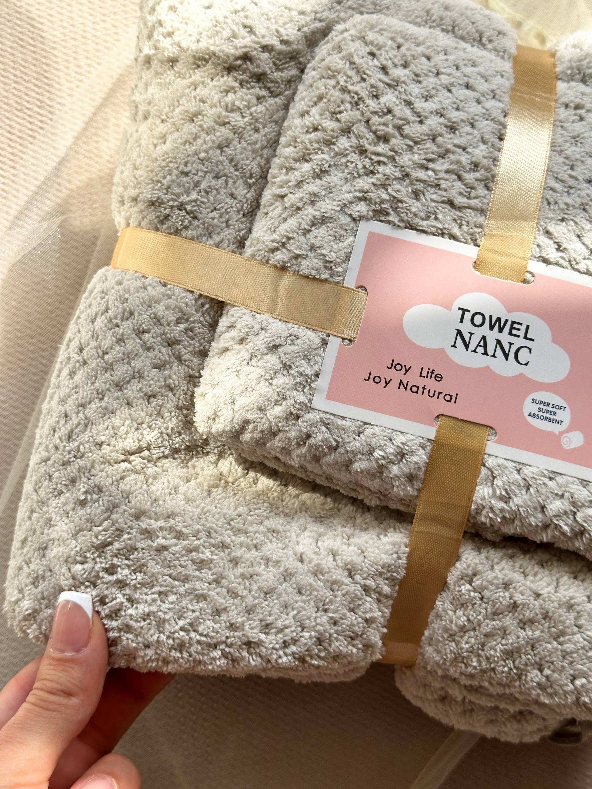 حوله نانو دو تکه وارداتی کرم خاکی Towel Nano