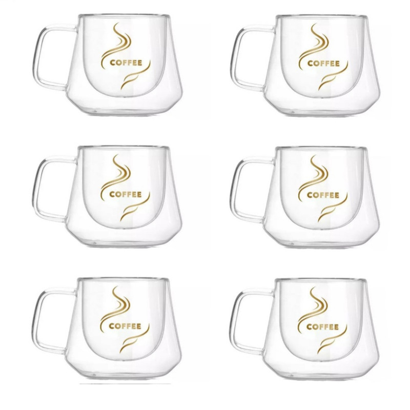 لیوان مدل دوجداره کافی کد C250 بسته 6 عددی