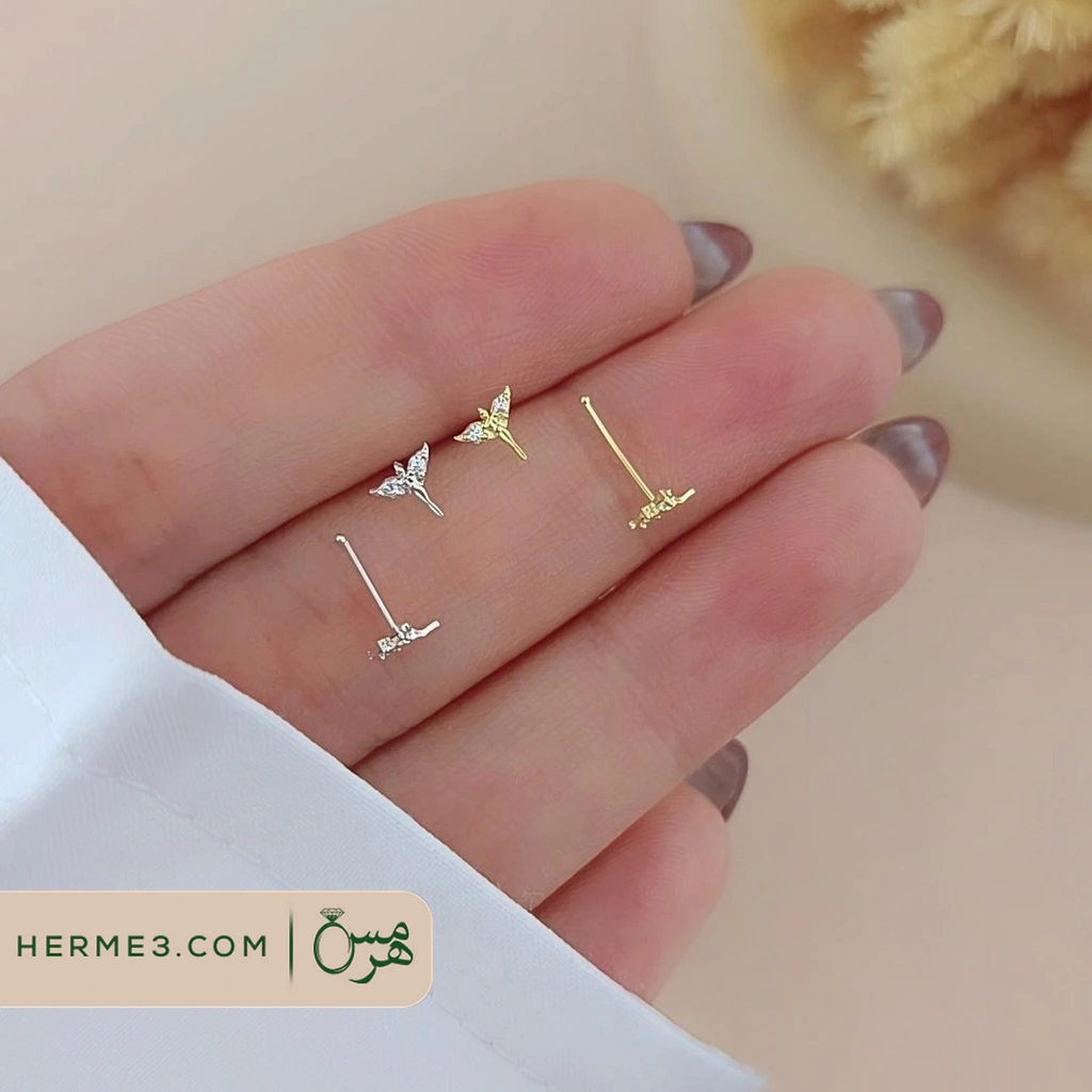 پیرسینگ بینی زنانه نقره میخی مدل فرشته