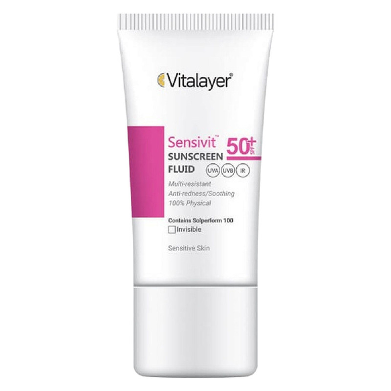 فلوئید ضد آفتاب بیرنگ ویتالیر، spf 50، مدل 0128، مناسب پوست های حساس با حجم 50 میلیلیتر، ضد حساسیت، محافظتکننده در بر...
