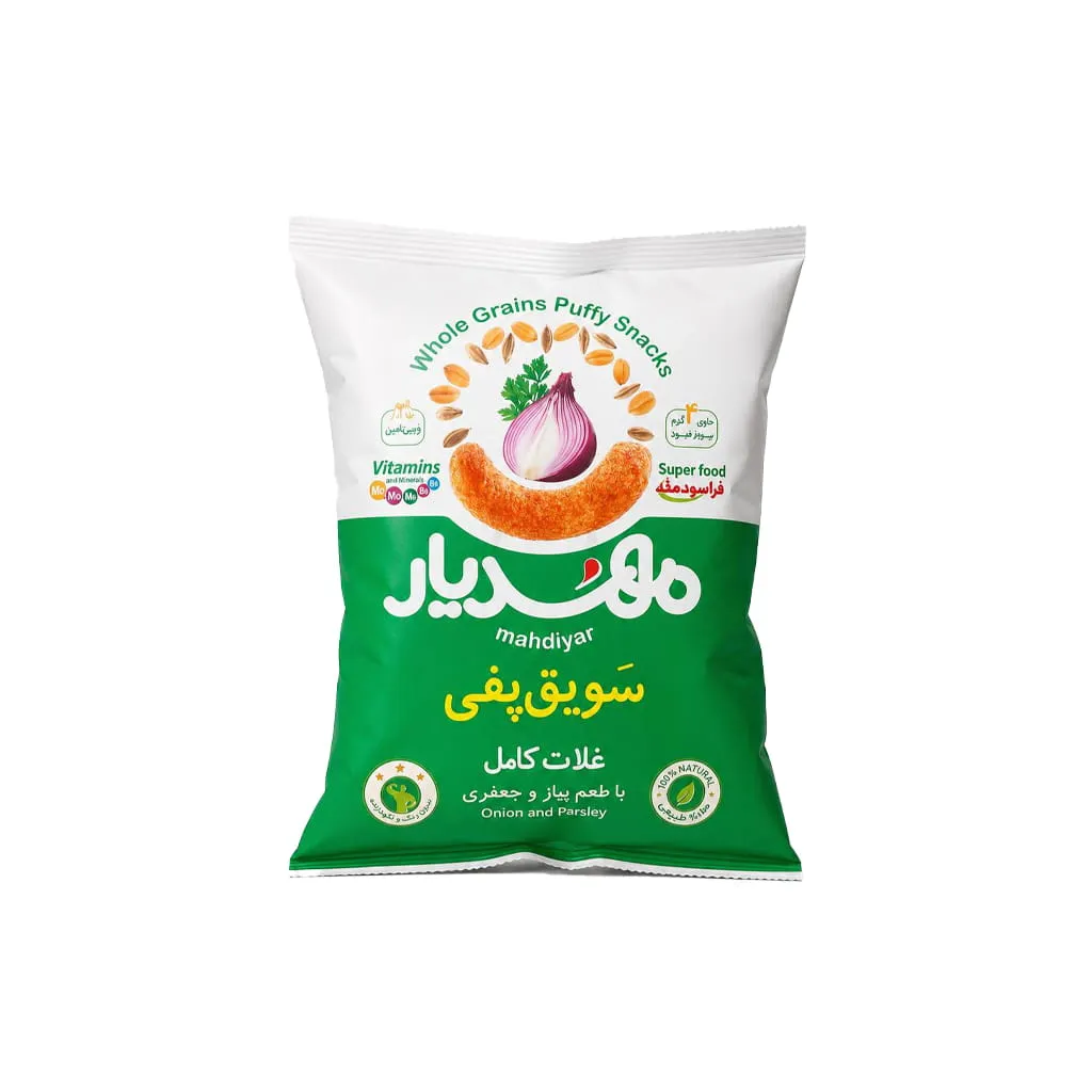 سویق پفی غلات کامل با طعم پیاز و جعفری مهدیار