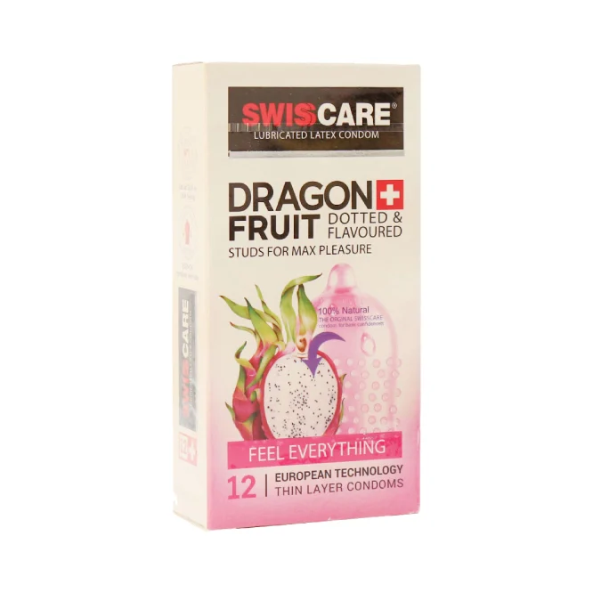 کاندوم سوئیس کر مدل Dragon Fruit دراگون فروت بسته 12 عددی