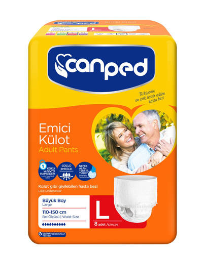 پوشک بزرگسال جان پد Canped شورتی سایز لارج L بزرگ بسته 8 عددی