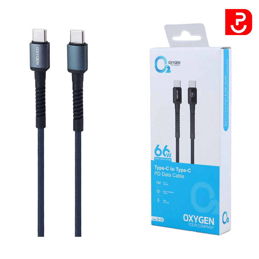 کابل دوسر تایپ سی فست شارژ اکسیژن 66W مدل LX-25