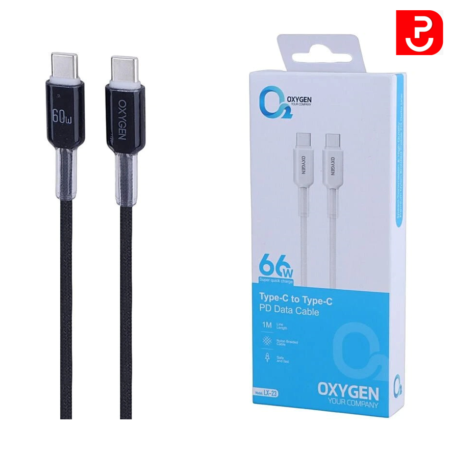 کابل دوسر تایپ سی فست شارژ اکسیژن 66W مدل LX-23