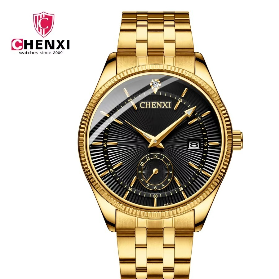 ساعت مچی مردانه چنکسی مدل CHENXI 069 طلایی مشکی استیل