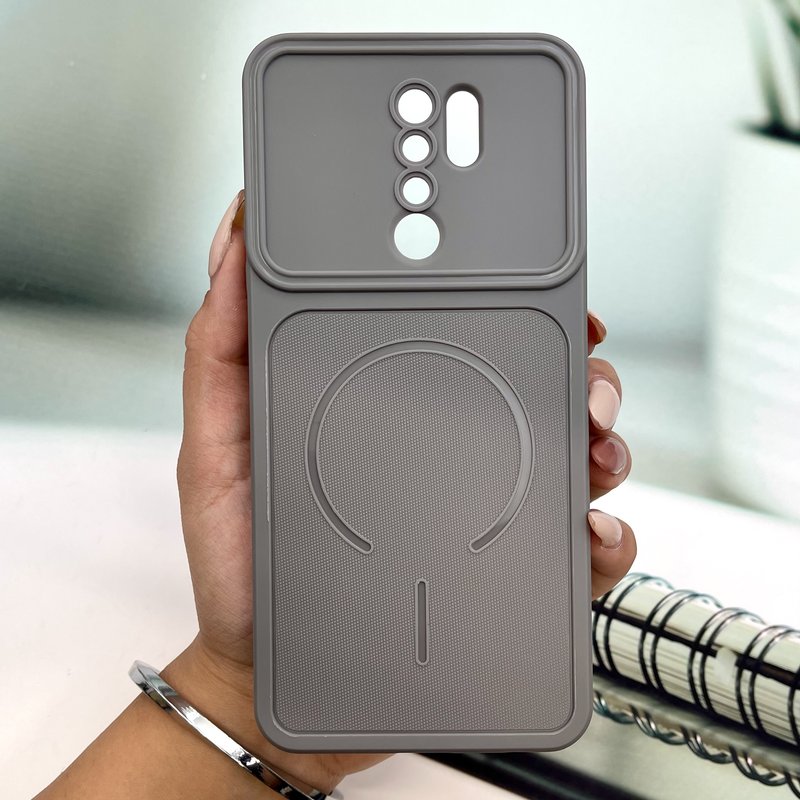 قاب گوشی Redmi 9 / Poco M2 شیائومی سیلیکونی سوزنی طرح مگ سییف Magsafe محافظ لنز دار تیتانیوم کد 895869