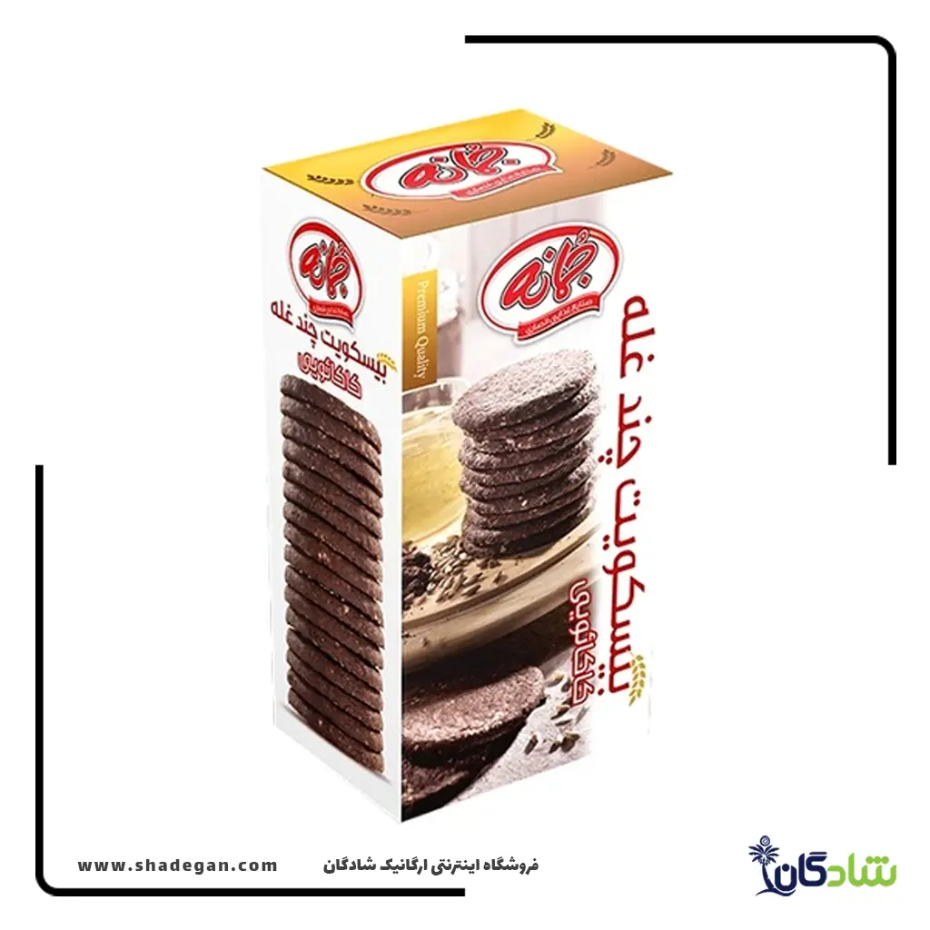 بیسکویت چند غله کاکائویی جمانه وزن 190 گرم