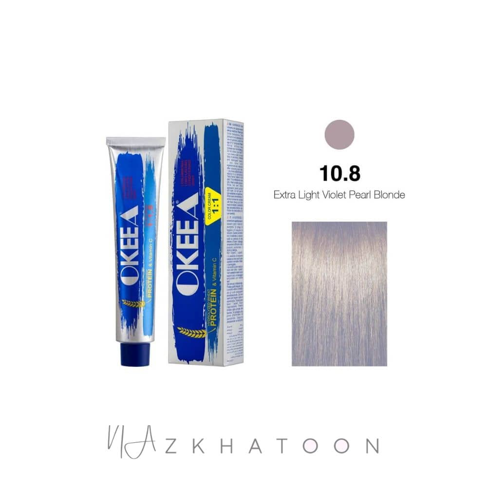 رنگ مو 100میل اکیا OKEEA سری PEARL شماره 10/8 مرواریدی پرنسسی