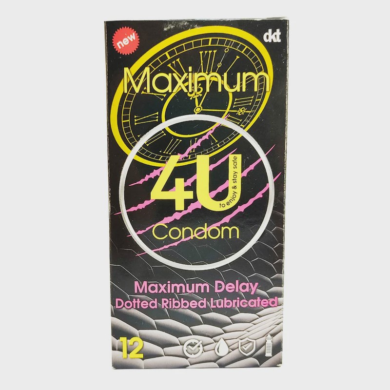کاندوم خاردار و شیاردار ماکزیمم  فور یو Maximum Delay Dotted Ribbed Lubricated Condom Four U