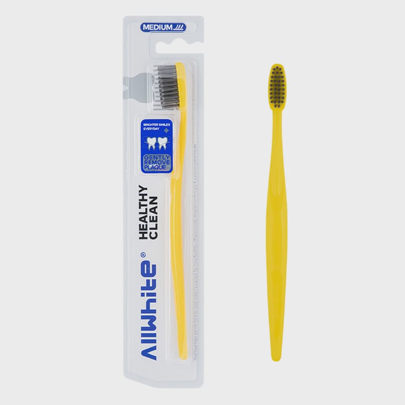 مسواک متوسط آل وایت مدل Healthy clean کد 608allwhite healthy clean medium toothbrush