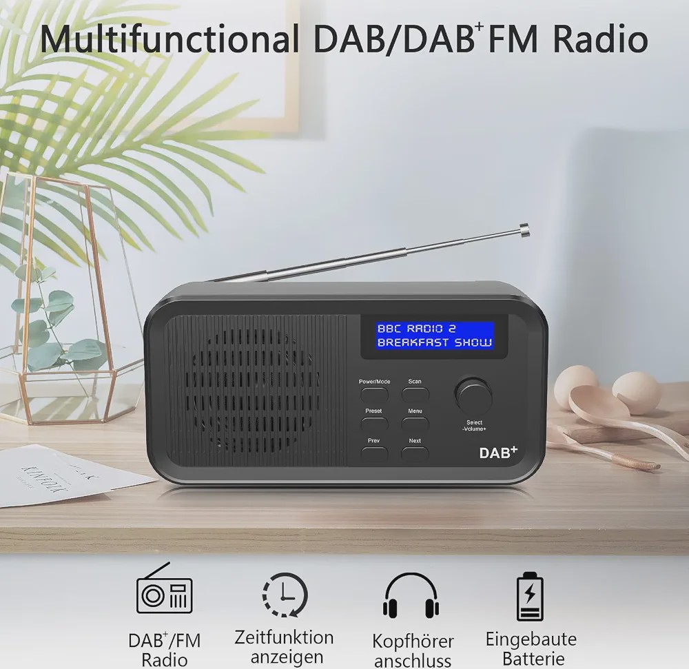 رادیو دیجیتال DAB و FM اسپیکر داخلی و باتری 2500mAh